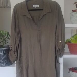 Khaki Button-Up Women's Top